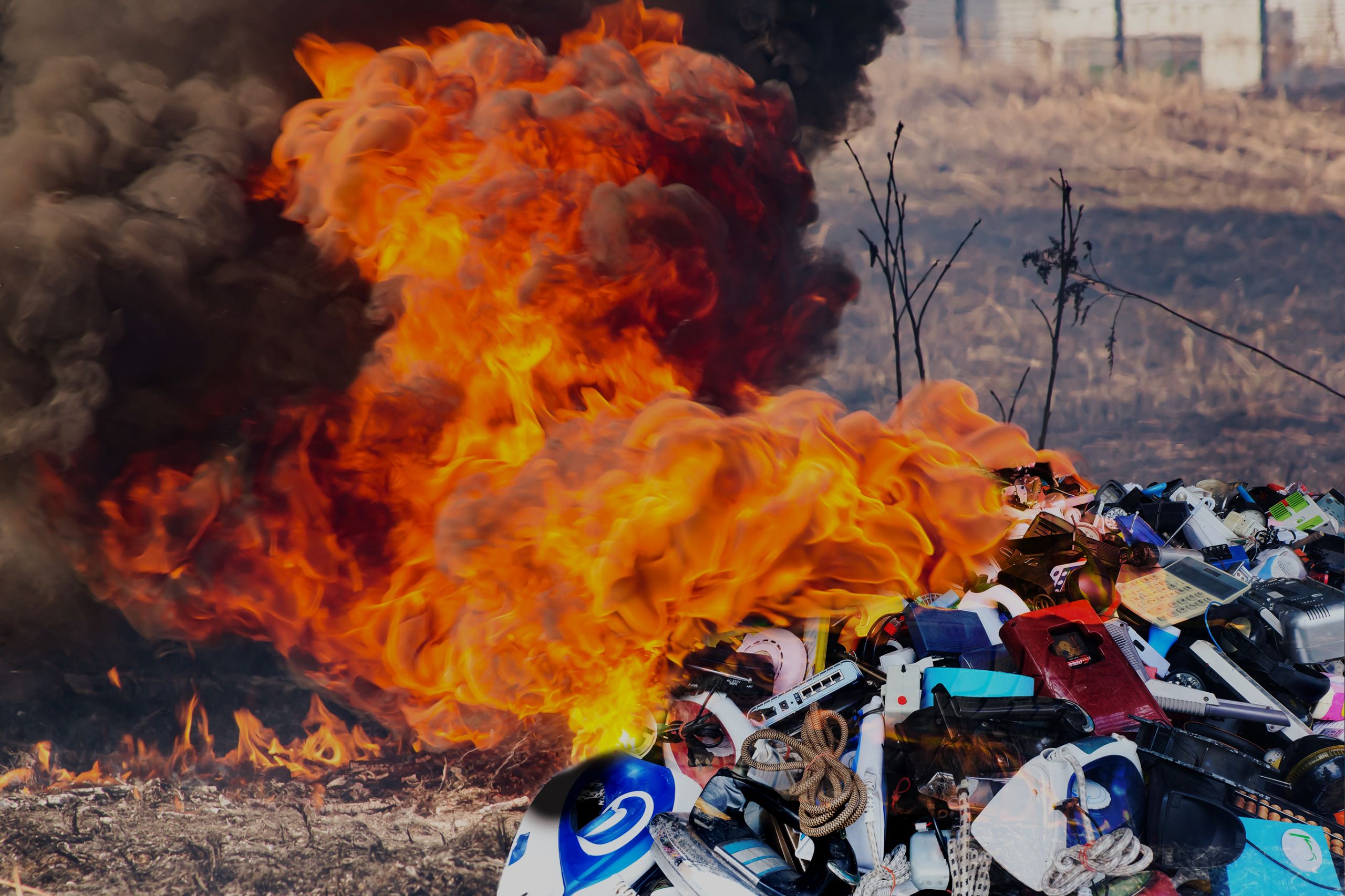Burning e-waste in Southeast Asia. Image: Basel Action Network